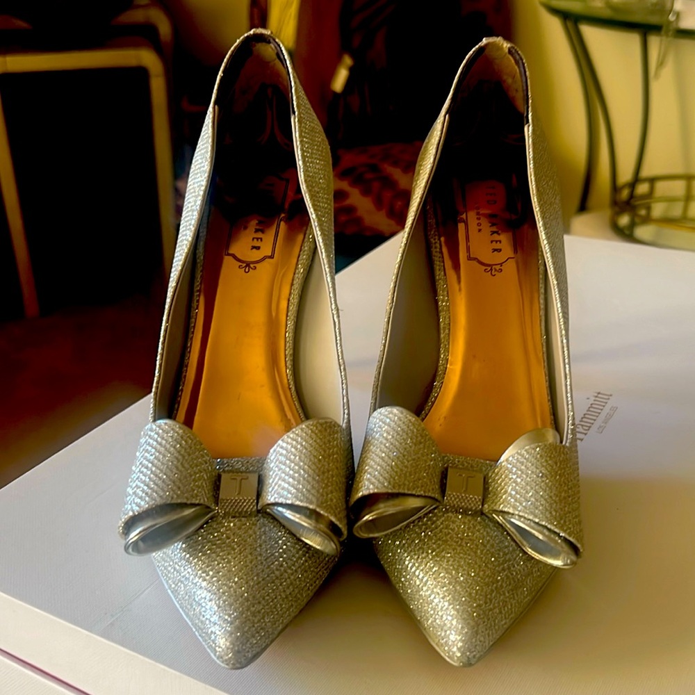 Ted Baker silver dress heels